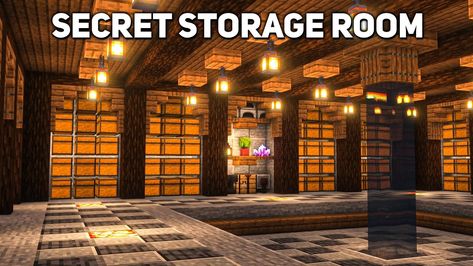 Underground Bunker Minecraft, Chest Room Minecraft, Minecraft Chest Room, Storage Minecraft, Minecraft Storage Room Ideas, Storage Room Ideas, Minecraft Storage Room, Room Tutorial, Underground Storage