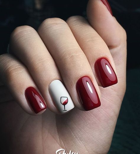 #jesusjuice #nailart Nail Designs Easy Diy, Wine Nails, Valentine Nail Art, Her Nails, Red Nail Designs, Super Nails, White Nail, New Year's Nails, Beautiful Nail Art