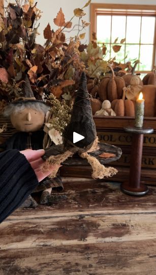 6.7K views · 218 reactions | ✨ You might know me for my large primitive witch hats ~ and now I made these! ✨.This size is versatile as a shelf-sitter, to top your pumpkins, or add a bit of ✨magic✨ to your home this season! .Mark your calendars for Sept. 28 at noon EST and find me on Etsy ~ https://primitivepigfolkart.etsy.com | Primitive Pig Folk Art | Lana Del Rey · Season Of The Witch Primitive Witch, Witch Hats, Season Of The Witch, At Noon, The Witch, Shelf Sitter, Witch Hat, Paper Mache, Halloween Ideas