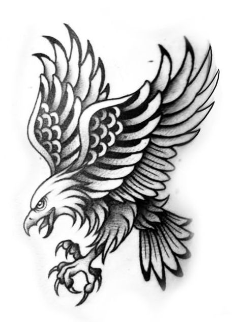 An Eagle Tattoo, Tattoo Line Drawing, Eagle Tattoo Design, Traditional Eagle, Traditional Eagle Tattoo, Traditional Tattoo Stencils, Tekken 2, American Traditional Tattoo Ideas, Traditional Tattoo Ideas