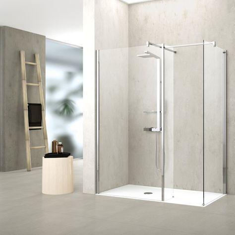 Kuadra H and H and Hl shower pointing other way? Tub To Shower Remodel, Shower Remodel Diy, Small Shower Remodel, Wet Room Screens, Fiberglass Shower, Stone Shower, Power Shower, Contemporary Shower, Shower Panel