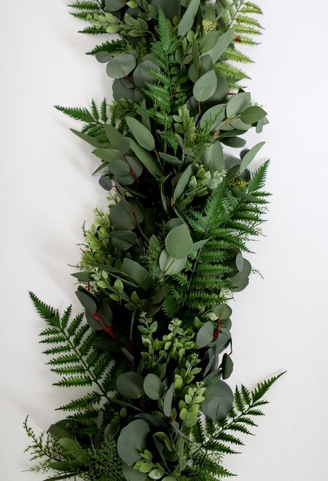 Please read all information below, but pay extra attention to our FAQs below which details the production time if you are planning an event and need the arrangement within a certain time frame! Description: Our garland is hand-tied segments of various faux greens to create a realistic, lush garland. We only source the highest quality materials for our pieces; this arrangement in particular has 5 different types of greenery to achieve an extremely realistic design--perfect for a tablescape close Types Of Greenery, Planning An Event, Sustainable Flowers, Floral Tape, Small Leaf, Wedding Arrangements, Dried Floral, Floral Prints Art, Wedding Item