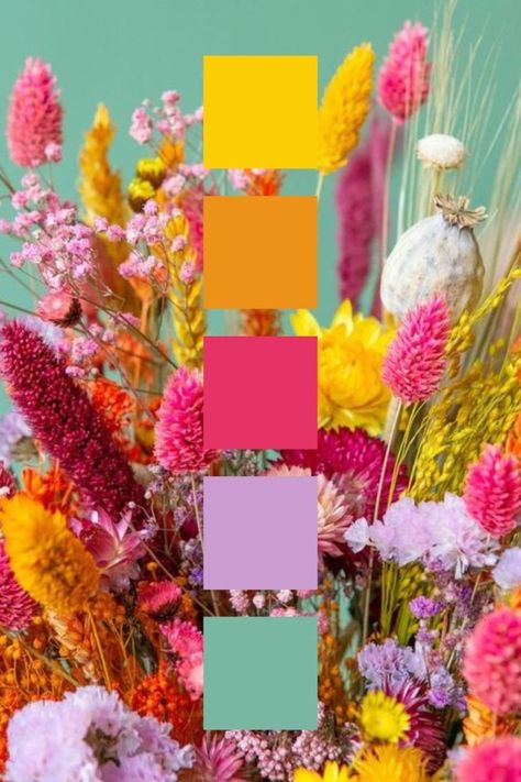 Nature Inspiration Board, Wedding Color Schemes Colorful, Popular Color Palettes 2024, Brazil Color Palette, Bold Color Combinations, Cowgirl Color Palette, Squiggle Painting, Fuchsia Color Palette, Pink Color Combos