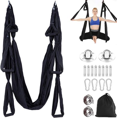 Amazon.com : Aerial Yoga Swing Set Trapeze Yoga Hammock Kit Ultra Strong Anti-gravity Yoga Flying Sling Inversion Swing Tool Set for Air Yoga Inversion Fitness (Green) : Sports & Outdoors Anti Gravity Yoga, Yoga Trapeze, Air Yoga, Yoga Inversions, Yoga Hammock, Strengthen Core, Yoga Help, Yoga Equipment, Aerial Yoga