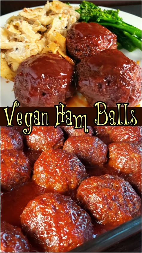 I recently heard about a favored dish from the upper Midwest called "Ham Balls." Once I investigated the recipe's ingredients to veganize, I chose to change the name to Harmless Balls. I made my own 'pork seasoning' (recipe included) but premade pork seasoning is vegan as it's just a blend of spices. Graham crackers sound crazy, but yes you need to use them. Nabisco Original Graham Crackers are accidentally vegan. I served these Harmless Balls with Vegan Noodles Romanoff Vegetarian Ham, Ham Seasoning, Vegan Ham, Ham Balls, Accidentally Vegan, Pork Seasoning, Vegan Noodles, Vegan Meat, Seasoning Recipe