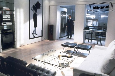 Yuppie Interior Design, 90s Modern Interior, American Physco Apartment, 90s Minimalism Interior, 80s Minimalist Interior, Patrick Bateman Apartment, 90s Decor Interior Design, 80s Minimalism, 80s Design Interiors