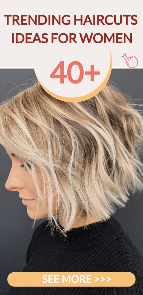 💇‍♀️ Get the Latest Haircuts for Women in 2024! 💁‍♀️ Discover the 40 newest haircuts and trends that are set to dominate this year. From short pixies to medium bobs and textured cuts, we have the perfect hairstyle to suit your taste and lifestyle. Stay ahead of the game and rock a fresh new look that will make heads turn. Check out our collection now! #HaircutsForWomen #HairTrends2024 #NewHairstyles Short To Medium Womens Haircuts, No Bangs Hairstyles Short, Need A New Hairstyle, Short Hairstyle Women In 30s, Hairstyle For Thick Curly Hair, 2024 Hairstyles For Women In 40s, Womens Short Hairstyles 2023, Popular Hair Cuts 2024 Women, Women’s Hairstyles 2024