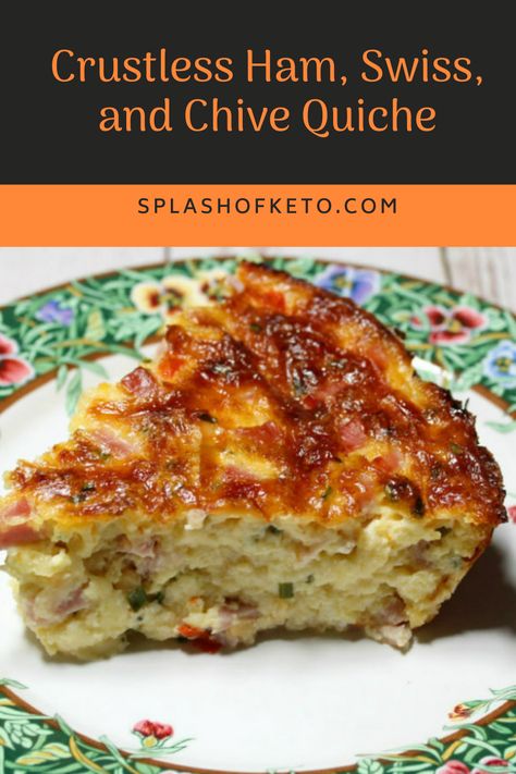 Crustless Ham And Swiss Quiche, Ham And Swiss Quiche, Ham And Spinach Quiche, Ham Quiche Recipe, Breakfast Quiche Recipes Easy, Impossible Pies, Quiche Recipes Crustless, Healthy Ham, Breakfast Blueberry