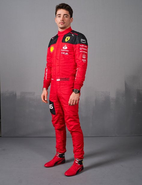 Ferrari Outfit, Motorcycle Leathers Suit, F1 2023, F1 Ferrari, Life Size Cutouts, Yellow Suit, Ferrari F1, Body Picture, Charles Leclerc