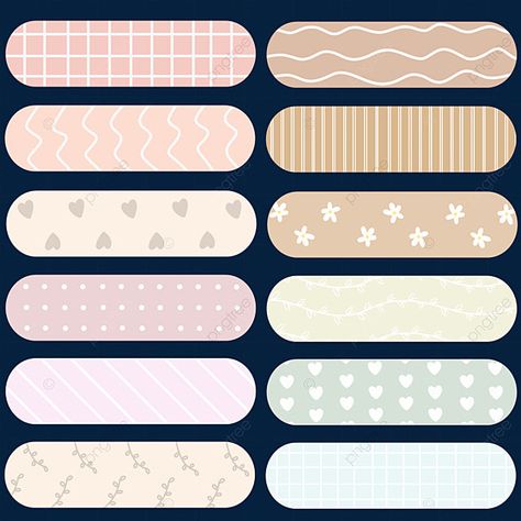 Sticker Note Aesthetic, Aesthetic Tape Sticker, Printable Washi Tape Patterns, Cute Washi Tape Png, Pastel Stickers Printable, Washi Tape Printable Aesthetic, Cute Soft Stickers, Aesthetic Washi Tape Png, Washi Tape Ideas Journal