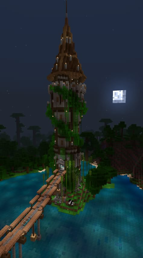 Minecraft tower Built in survival on an island in the jungle! hope you like! Base Game Minecraft Builds, Minecraft Survival Fortress, Minecraft Medieval Enchanting Tower, Jungle Tower Minecraft, Jungle Dock Minecraft, Minecraft House In Jungle, Jungle Homes Minecraft, Tower Base Minecraft, Zen Tower Minecraft