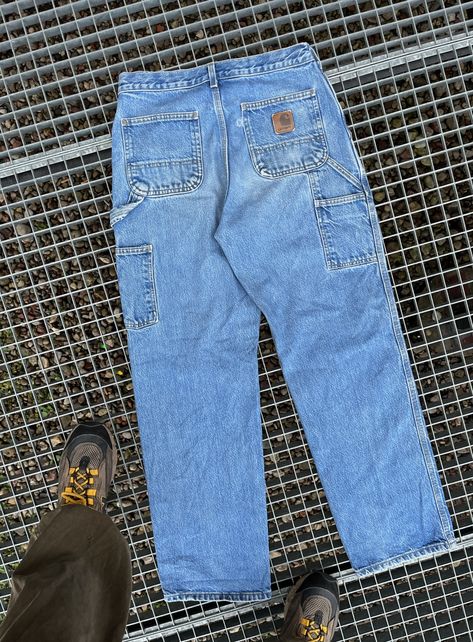 Vintage Vintage 90s Carhartt Baggy Light Blue Work Jeans Pants | Grailed Carhartt Streetwear, Men's Bottoms, Carhartt Jeans, Work Jeans, Vintage Jeans, Mens Bottom, Vintage Men, Jeans Pants, Vintage 90s