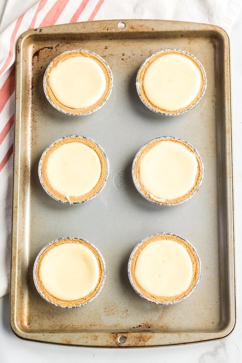 Mini Pie Crust Desserts, Pie Crust Cheesecake, Keebler Cheesecake Recipe, Mini Cheesecake Tarts, Graham Cracker Crust Pie Recipes, Graham Cracker Crust Cheesecake, Graham Cracker Pie Crust, Cracker Pie Crust, Mini Cherry Cheesecakes