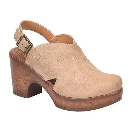 This sculpted style is a chic weekend pair that adds an air of confidence to every step. Change up your classic mule with edgy cut-outs and charming stitching.Features: ComfortClosure Type: BuckleShoe Heel Height: 3 InchesUpper/Outer Base Material: 100% PolyuretheneShoe Lining Material: PolyurethaneSole Material Content: 100% PolyurethaneToe Type: Round ToeShoe Strap Type: Slingback StrapCare: Spot CleanHeel Style: Wedge HeelCountry of Origin: Imported Heeled Clogs, Country Clothes, Boho Clothes, Platform Clogs, Round Toe Shoes, Clog Heels, Buckle Shoes, Slides Shoes, Clogs Shoes