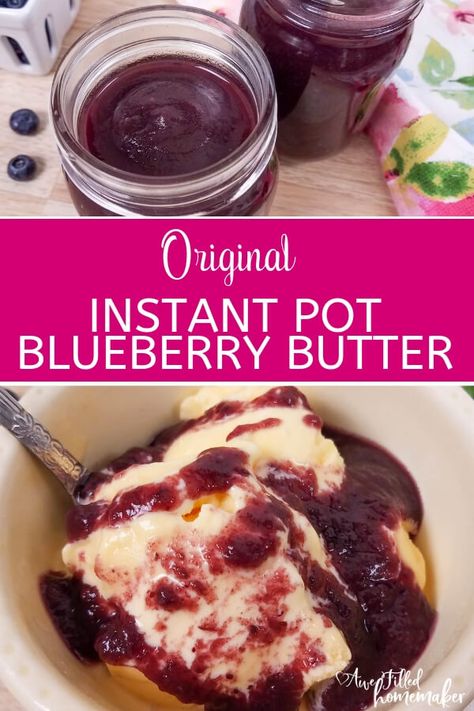 I took my original blueberry butter recipe and converted it to an instant pot recipe. Thus the original instant pot blueberry butter was born! This is a perfect, must try for summer! #instantpot #pressurecooker #blueberry #blueberrybutter #applebutter #canning #summerrecipes #icecream Applebutter Canning, Blueberry Butter Recipe, Blueberry Butter, Recipes Instapot, Smoothie Flavors, Big Families, Frugal Recipes, Instant Pot Recipe, Local Grocery Store