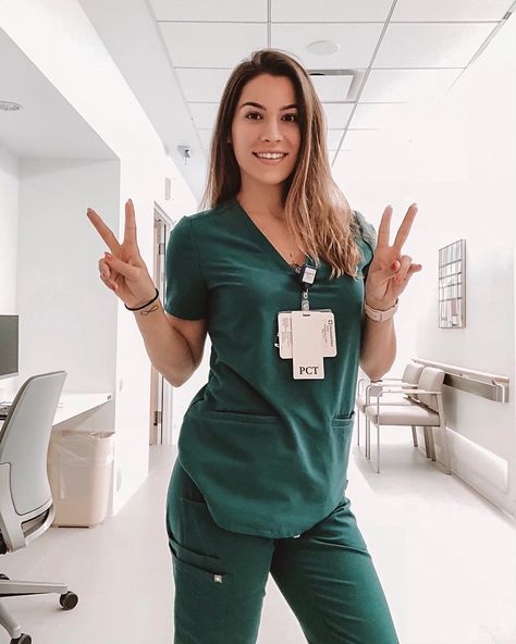 Image may contain: 1 person, standing, phone and indoor Hot Doctors Female, Nurse Pose, Nurse Fashion Scrubs, Scrub Style, Nurse Aesthetic, Doctor Outfit, Cute Scrubs, Scrubs Outfit, Nursing Fashion