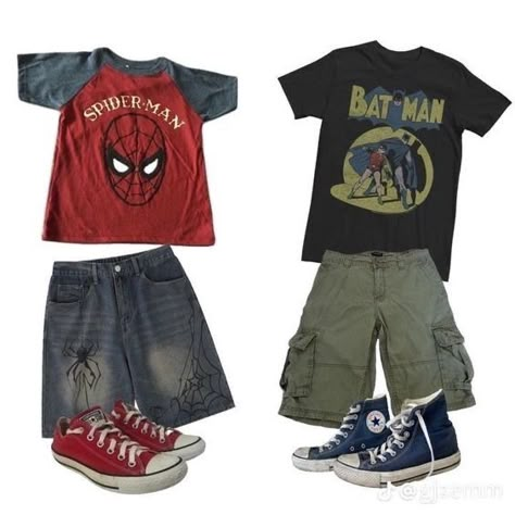 I Got Sued By 6, 2000s Boy Outfits, Matching Friends Outfit, Matching Fits Friends, Themed Outfit Ideas, Spiderman Fit, 2000s Boys Fashion, Outfit Ideas Shirt, Shirt Outfit Ideas