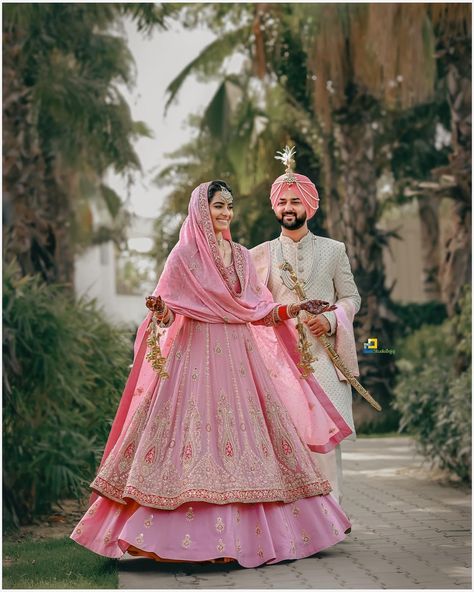 Sikh Wedding Suits Punjabi Bride, Punjabi Marriage Dress, Anand Karaj Suit Bride, Sikh Wedding Dress Punjabi Bride, Sikh Bride Lengha, Bridal Suits Punjabi Sikh Bride, Lengha Designs, Sikh Wedding Dress, Gurudwara Wedding