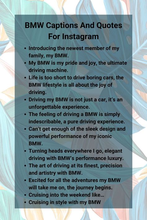 BMW Captions for the Instagram and Pinterest Bmw Performance, Quotes For Instagram, Driving Experience, Life Is Short, Show Off, Some Fun, Sleek Design, Bmw, Turn Ons