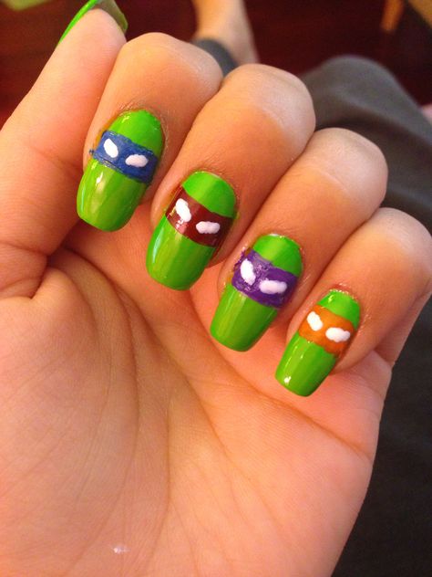 Teenage Mutant Ninja Turtles Nails, Ninja Nails, Ninjago Nails, Ninja Turtle Nails Designs, Tmnt Nails, Ninja Turtle Nails, Turtle Nail Art, Turtle Nails, Juliana Nails