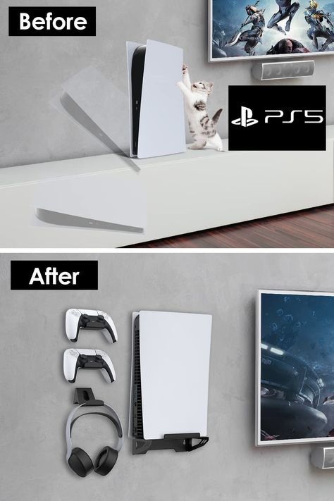 Gaming Lounge, Gaming Center, Controller Holder, Ps5 Console, Wall Stand, Parents Room, Gaming Room Setup, Gamer Room, Playstation 5