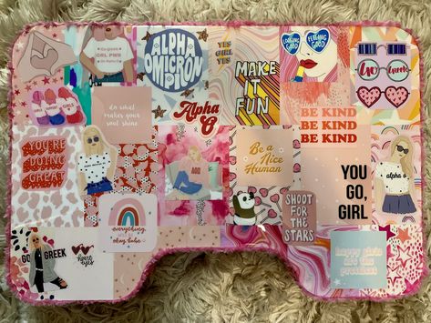 #alphaomicronpi #aoii #studyboard #lapdesk #sorority #crafting #biglittle #greeklife #gogreek Sorority Lap Boards, Sorority Study Board, Study Board Ideas, Lion Chair, Sisterhood Activities, Sisterhood Ideas, Little Gifts Sorority, Word Of The Week, Alpha Girl