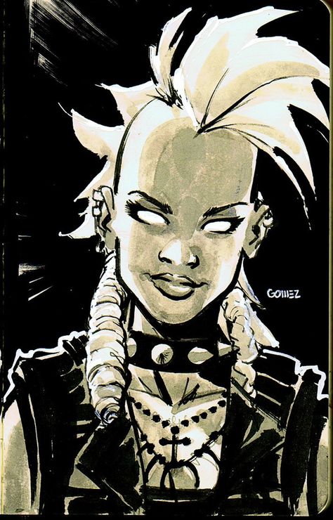 Punk Rock Storm by JoelGomez Storm Xmen Mohawk, Mohawk Art Reference, Mohawk Reference Drawing, How To Draw Mohawk, Mohawk Character Design, Mohawk Reference, Storm Doodle, Mohawk Drawing, Storm Mohawk