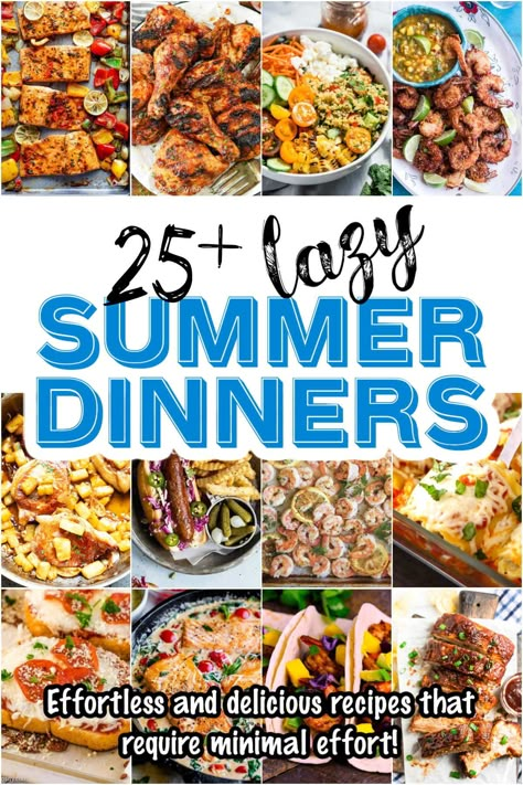 Looking for lazy summer dinner ideas? Check out our favorites for effortless and delicious recipes that require minimal effort. Dinners For Families, Lazy Dinner Ideas, Lazy Dinner, Summer Dinner Ideas, Exciting Recipes, Easy Summer Dinners, Large Family Meals, Summertime Recipes, Summer Recipes Dinner