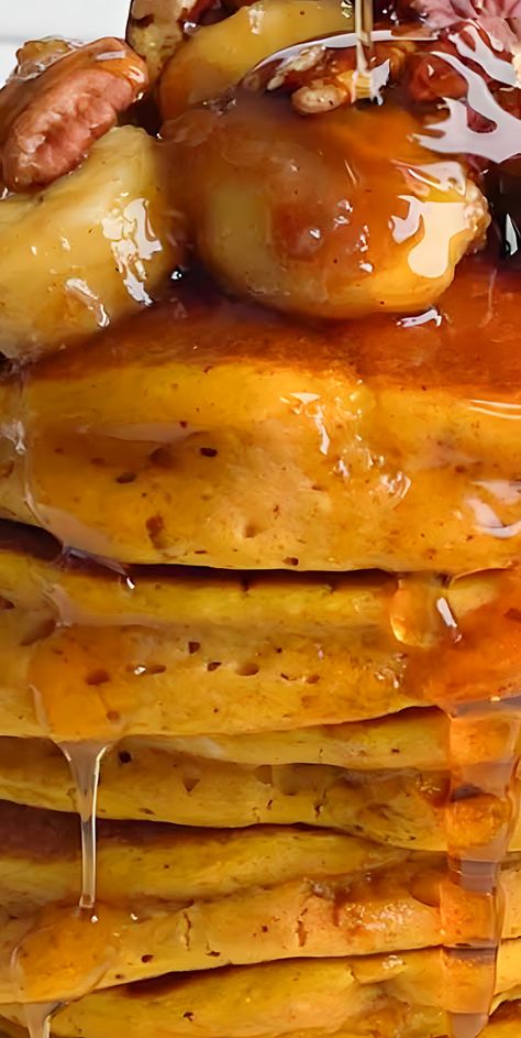 These Pumpkin Pancakes with Pancake Mix are super thick and fluffy and packed with fall flavors of pumpkin and pumpkin spice for a warm and cozy fall breakfast or any time of the year. Fall Pancakes, Tastiest Recipes, Fluffy Pumpkin Pancakes, Morning Treats, Autumn Food, Yummy Fall Recipes, Ultimate Breakfast, Autumn Recipes, Fall Foods