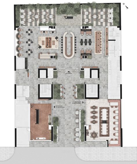 MonAsty - Not a Number Architects Interior Design Space Planning, Hotel Lobby Floor Plan Layout, Hotel Entrance Lobby, Hotel Lobby Floor Plan, Restaurant Design Plan, Lobby Floor Plan, Lobby Plan, Hotel Lobby Interior Design, Cafe Floor Plan