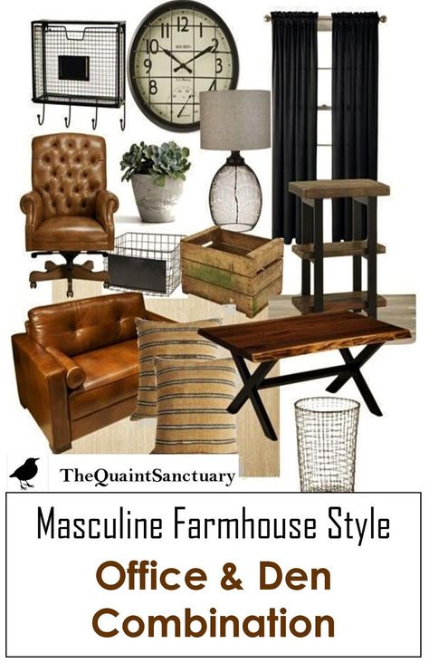 Paige.Rose "The Quaint Sanctuary " Masculine Farmhouse, Small Office Ideas Home, Home Office Decor For Men, Masculine Office, Home Office/guest Room, Masculine Decor, Farmhouse Office, Office Color, Office Remodel