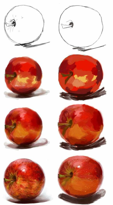 Digital Oil Painting Tutorial, Apple Watercolor Painting, Digital Art Inspiration, Digital Art Tutorial Beginner, Stones For Garden, Stones Garden, Concept Art Tutorial, Digital Art Beginner, Fruit Painting