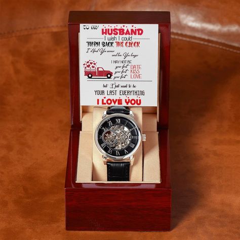 Jazz it up! Introducing Men's Openwork Watch To my Husband, exclusively priced at an unbeatable value of $149.95 Don't miss out! Watch Gift Box, Watch Gift, Husband Birthday, Birthday Gift For Him, Great Birthday Gifts, Birthday Messages, Man Birthday, Luxury Boxes, Watch Box