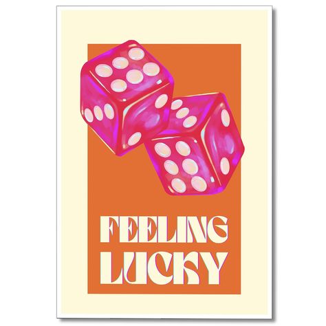 Dice Decor, Teen Girls Room, Teen Girl Room Decor, Teen Girl Room, Feeling Lucky, Pink Posters, Rose Orange, Colorful Fruit