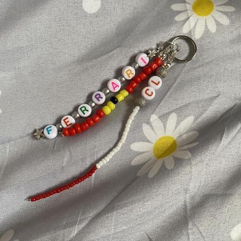 Handmade, F1 Charles Leclerc key chain. Perfect for... - Depop Charles Leclerc Bracelet, F1 Friendship Bracelet, F1 Keychain, F1 Gift Ideas, F1 Bracelet, F1 Nails, F1 Charles Leclerc, Ferrari Girl, Beaded Car Charms