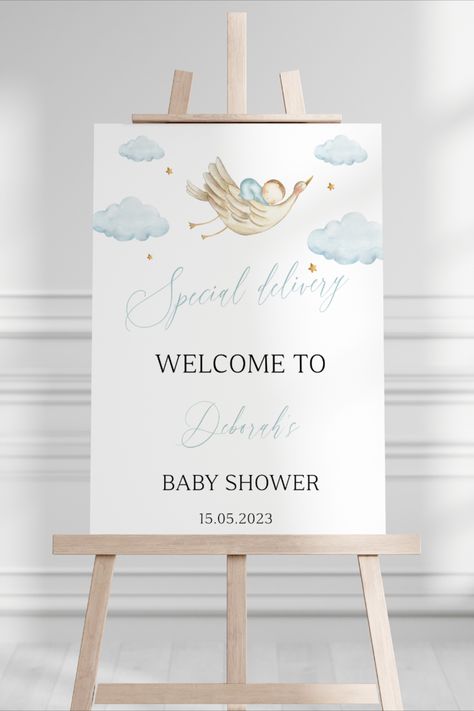 Special Delivery Baby Shower Theme, Stork Baby Shower Ideas, Stork Baby Shower Theme, Announcement Photoshoot, Stork Baby Showers, Pregnancy Announcement Photoshoot, Baby Stork, Baby Delivery, Baby Shower Deco