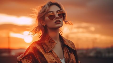 A woman wearing a gold rimmed sunglasses... | Premium Photo #Freepik #photo #eyewear #glasses #sunglasses #fashion-sunglasses Woman Wearing Glasses, Woman With Sunglasses, Dark Purple Wallpaper, Slowed Reverb, Mens Hairstyles Thick Hair, Eyewear Glasses, Flowers Photography Wallpaper, Beautiful Morning Messages, Cute Couples Photography