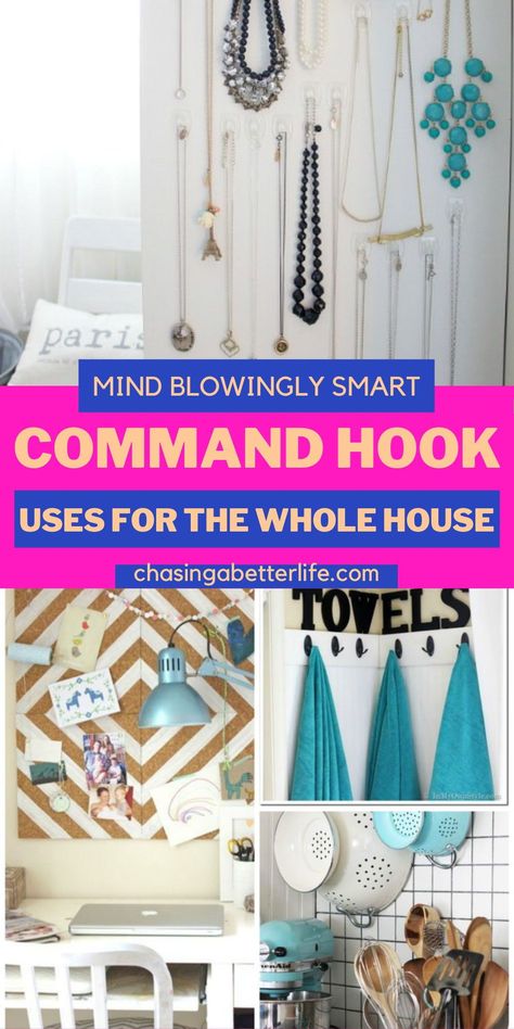 Discover 21 genius tips to transform your space with command hook organization ideas! From kitchen to closet, bedroom to garage, find creative hacks for every room. Get inspired to declutter and maximize space with command hook storage ideas and DIY organization tips. Whether you're organizing for small spaces or tackling a specific area, these command hook organization tips will revolutionize your home! Hook Storage Ideas, Hook Ideas, Stain Remover Carpet, Over The Door Hooks, Command Hooks, Apartment Organization, Clever Hacks, Command Strips, House Paint