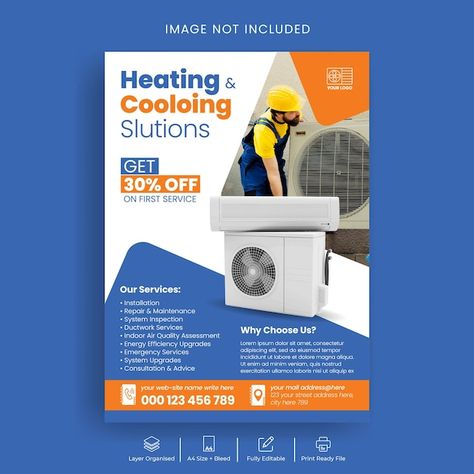 Vector ac installation and repair servic... | Premium Vector #Freepik #vector Best Banner Design, 3d Font, Logo Psd, Ac Repair, Technology Icon, House Vector, Card Banner, Presentation Template Free, Poster Invitation