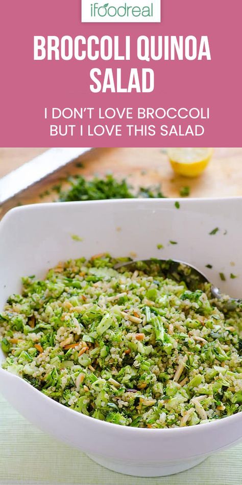 Broccoli And Quinoa Salad, Brocolli Quinoa Recipes, Quinoa And Broccoli Spoon Salad, Cooked Broccoli Salad, Quinoa Broccoli Salad, Cold Quinoa Recipes, Quinoa And Broccoli Recipes, Raw Broccoli Recipes, Broccoli Quinoa Salad