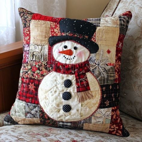 Charming Favor Snowman Quilt Snowman Quilts Ideas, Quilted Snowman, Snowman Pillow Diy, Snowman Applique Patterns Free, Snowman Quilts, Quilted Christmas Pillows, Snowman Applique, Snowman Pillows To Make, Snowman Quilt Patterns