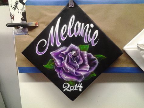 Airbrushed Graduation Cap for College grad 2014 Airbrush Graduation Cap, Graffiti Graduation Cap, Chicana Graduation Cap, Chicano Graduation Cap, Painted Graduation Cap, Graduation Cap Drawing, Grad Fits, Cap Decoration Graduation, Caps Graduation