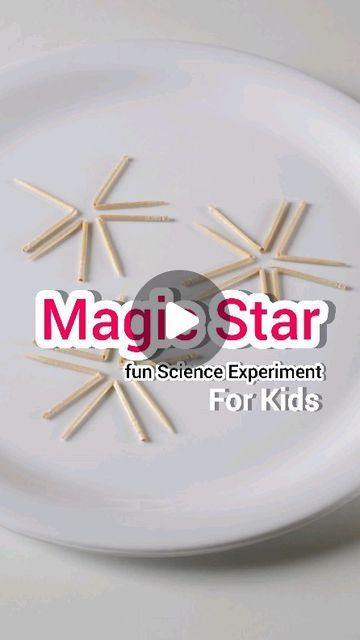 motherof2dragonsss on Instagram: "Magic Star fun science experiment for kids Materials Required 1. 5 wooden toothpicks 2. water or food color Tools A dropper or a drinking straw Adult supervision Procedure Bend the 5 toothpicks in the middle but do not break them completely. Put the 5 broken toothpicks in a circle with the broken points touching one another. Carefully put a few drops of water in the middle using a dropper or a straw. Now wait and watch how the toothpicks glide into place to form a star! Science behind that - When dry wood absorbs water, the bent wood fibres expand and unbend. As the toothpicks straighten out, they push against one another opening up the inside of the star. Wood absorbs water by capillary action, adhesion and cohesion. These are the same factors Toothpick Star Experiment, Star Science, Easy Science Experiments, Bent Wood, Cool Science Experiments, Easy Science, Toothpick, Science Experiments Kids, Science Experiments