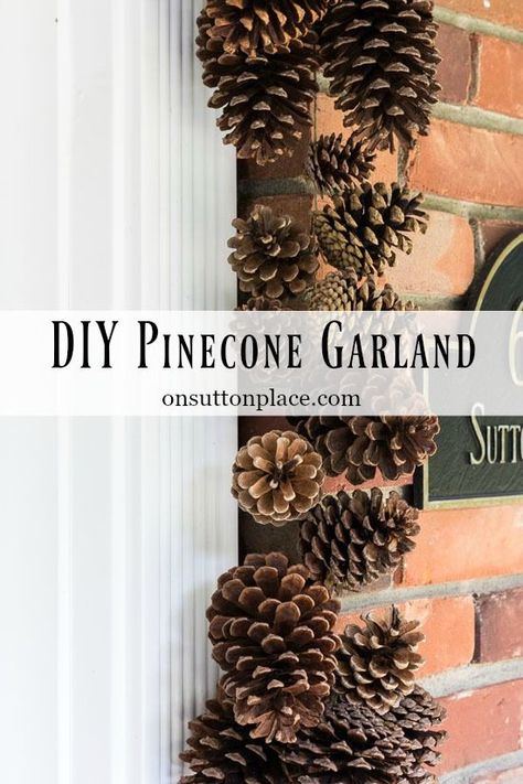 DIY Holiday Pinecone Garland Tutorial | Easy step-by-step directions for making… Garlands Diy, Pine Cone Garland, Diy Garlands, Garland Tutorial, Pinecone Garland, Holiday Garland, Diy Pinecone, Garland Diy, Cones Crafts