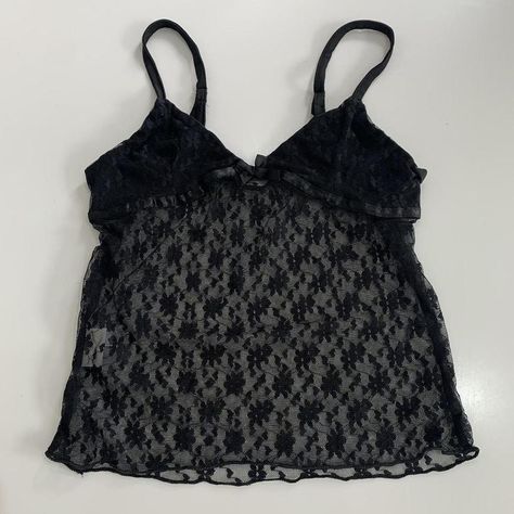 Lace Cami Gorgeous black lace cami top stretchy... - Depop Black Lace Cami Top, Black Lace Cami, Black Cami, Archive Fashion, Lace Cami Top, Lace Camisole, Pretty Clothes, Lace Cami, Cami Top