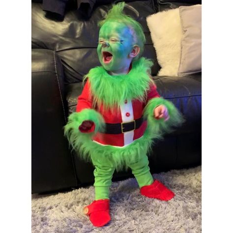 Grinch Baby, Grinch Costumes, Baby Halloween Costume, Baby Grinch, Christmas Dress Up, 1st Halloween, Diy Halloween Costume, Kid Hacks, Foto Baby