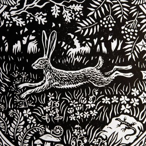 Hare Images, Leaping Rabbit, Hare Illustration, Hare Rabbit, Woodcut Art, Linoleum Print, Linocut Printmaking, Lino Art, Relief Printing