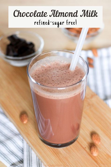 Chocolate Almond Milk Recipes, Chocolate Almond Milk, Soaked Almonds, Almond Milk Recipes, Chocolate Almond, Milk Recipes, Chocolate Almonds, Refined Sugar Free, Homemade Chocolate