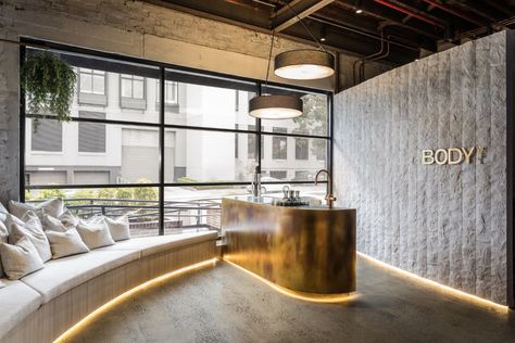 X + O - Body WRL | IndesignLive Calming Interiors, Wellness Centre, Wellness Studio, Clinic Interior Design, Curved Walls, Therapy Room, Signage Design, Architecture Firm, Architectural Elements