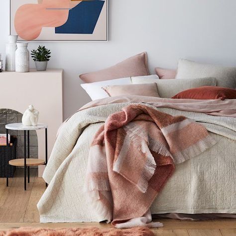 Dusty Pink Bedding, Mohair Throw, Styling Photography, Pink Throws, Pink Bedding, Bedroom Layouts, Bed Styling, Bedroom Styles, Sleep Comfortably